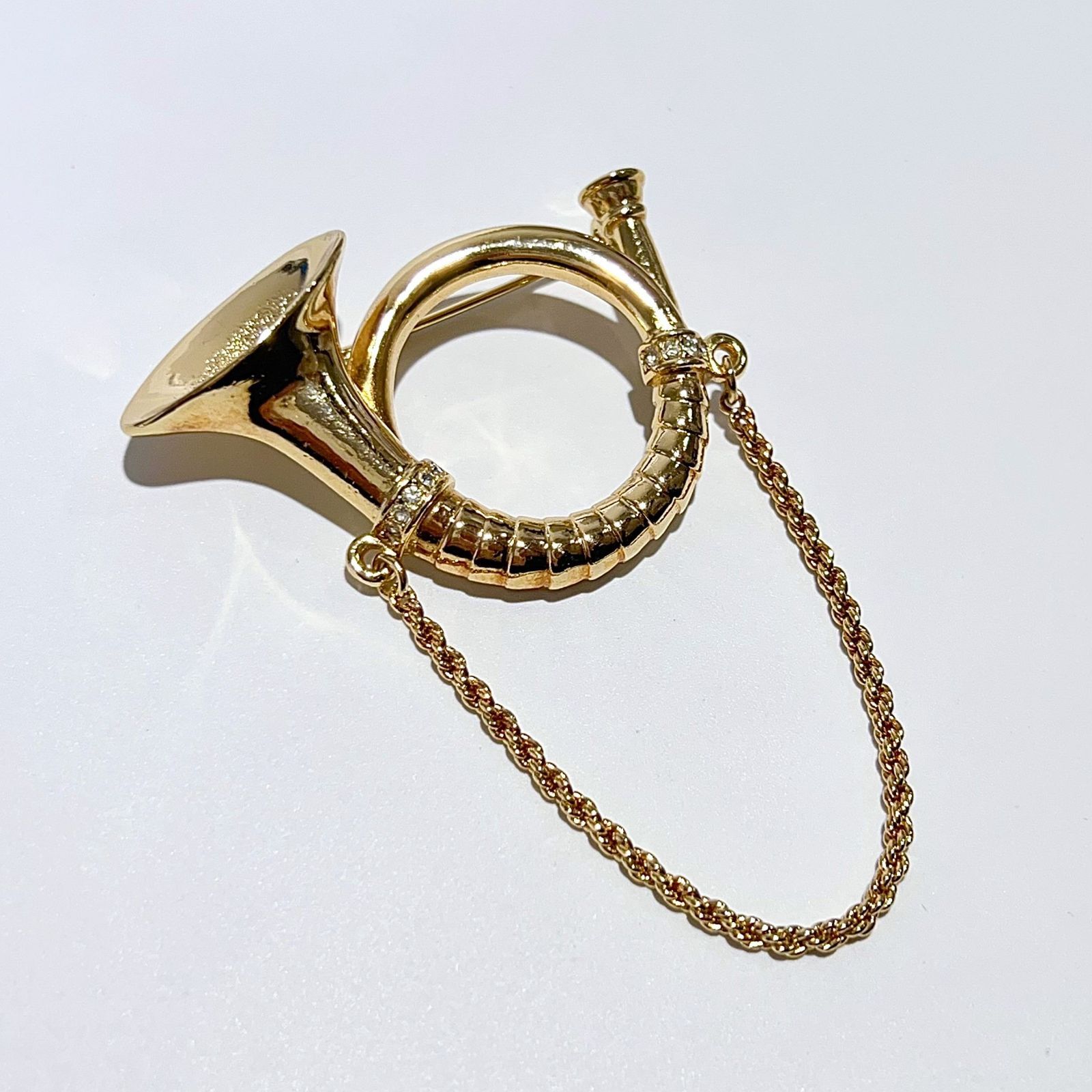 Christian Dior ラインストーン ホルン モチーフ ピンブローチ GP