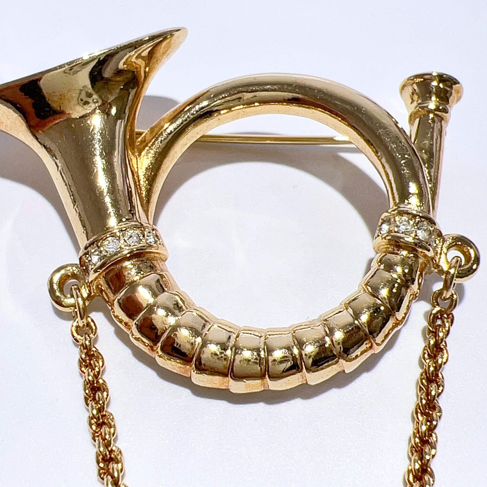 Christian Dior ラインストーン ホルン モチーフ ピンブローチ GP