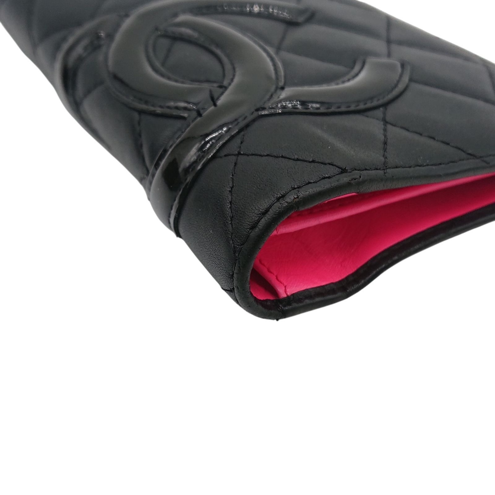 美品】CHANEL カンボンライン ココマーク 長財布 ブラックxブラック