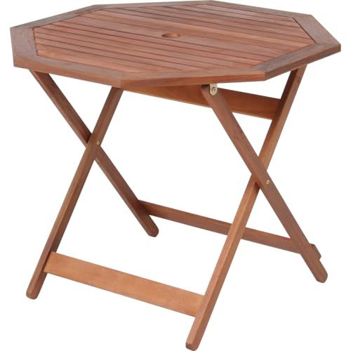 迅速に発送 不二貿易 ガーデン テーブル 八角 折りたたみ 幅90×奥行90×高さ71.5 cm ブラウン 天然木 パラソルホールつき 81061 4858 d 5 b 7