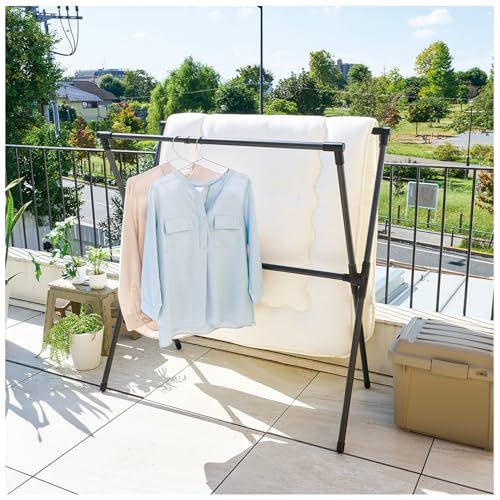 迅速に発送 天馬 洗濯物干し 屋外 布団干し 伸縮式布団 干しX型 簡単組立 サビにくい 物干しスタンド ベランダ 室内物干し 折りたたみ ブラック サイズ 幅87-138×奥行62×高さ115 cm PSBK-11 a 5 b 4 ff 68