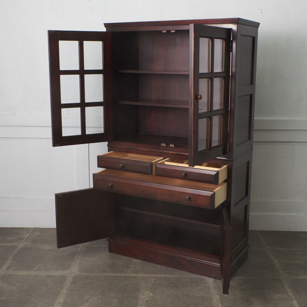 九州民藝家具　大型収納棚(本棚　食器棚) 桜無垢材　経年変化による深いいい色合い 民藝家具 大型収納棚(本棚 食器棚) 桜無垢材 経年変化によるいい色合い