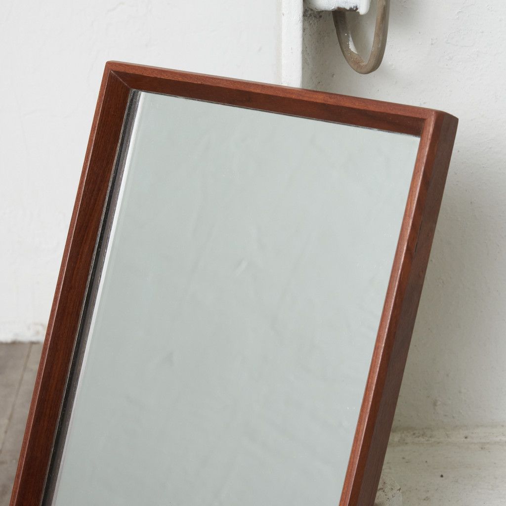 イギリス ヴィンテージ ウォールミラー チーク 木製 シンプル 北欧