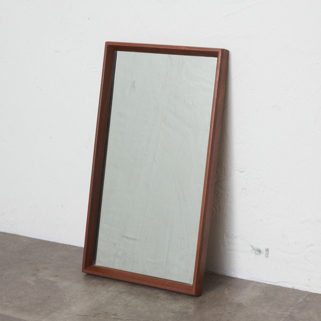 イギリス ヴィンテージ ウォールミラー チーク 木製 シンプル 北欧