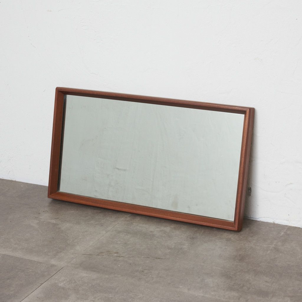 イギリス ヴィンテージ ウォールミラー チーク 木製 シンプル 北欧