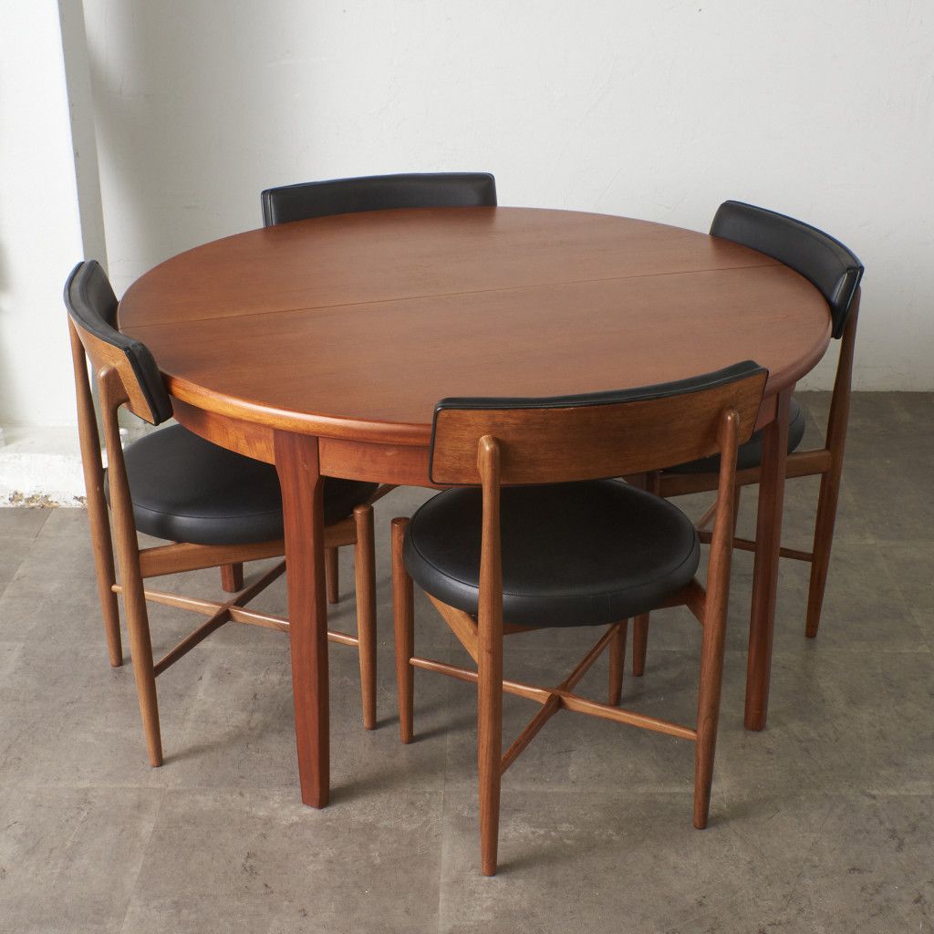 ヴィンテージ チーク エクステンション ラウンド ダイニングテーブル 伸縮拡張式 Teak Round Dining Table / チーク ラウンドダイニングテーブル