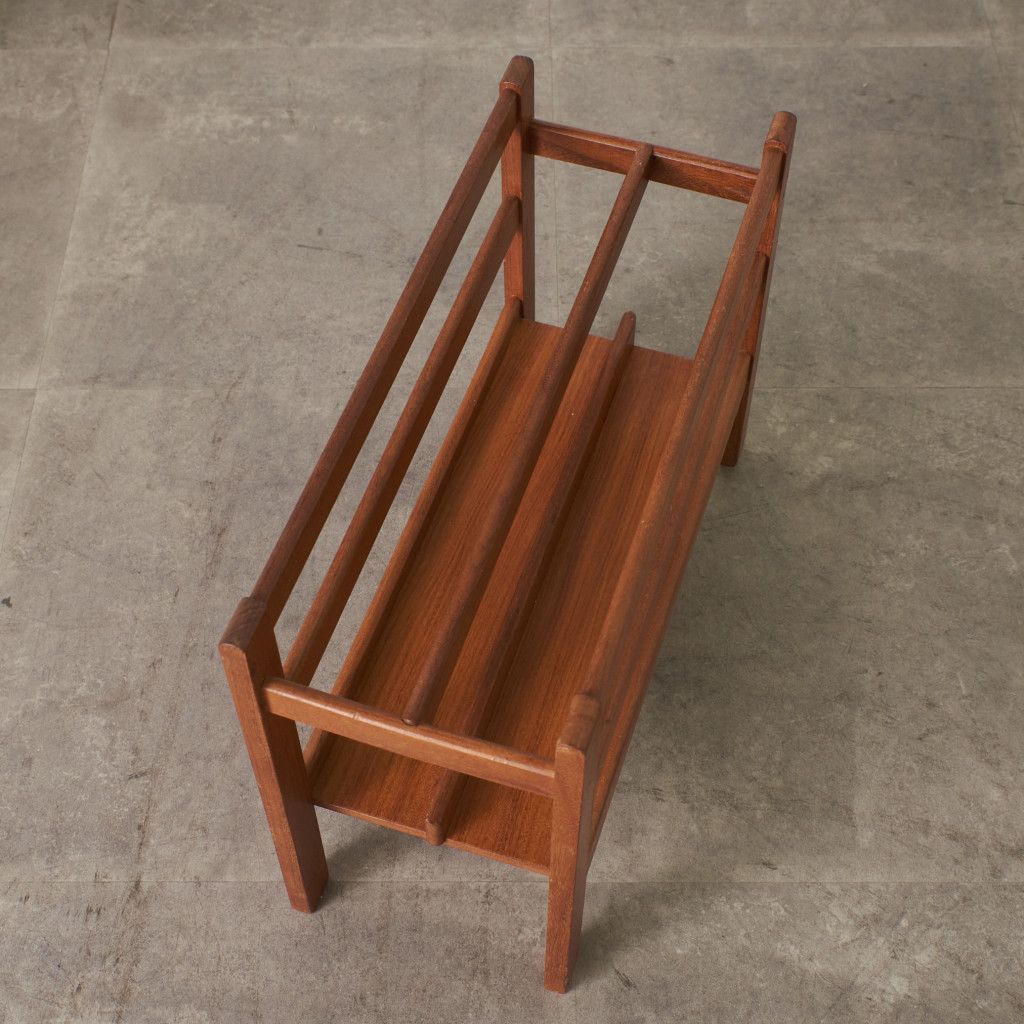 英国 ヴィンテージ マガジンラック チーク 雑誌入れ マガジンスタンド