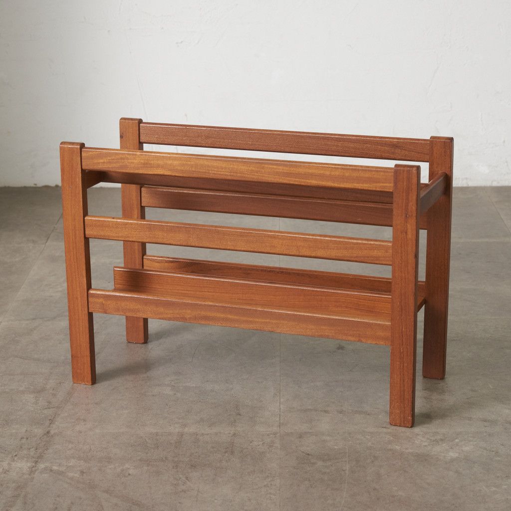 英国 ヴィンテージ マガジンラック チーク 雑誌入れ マガジンスタンド