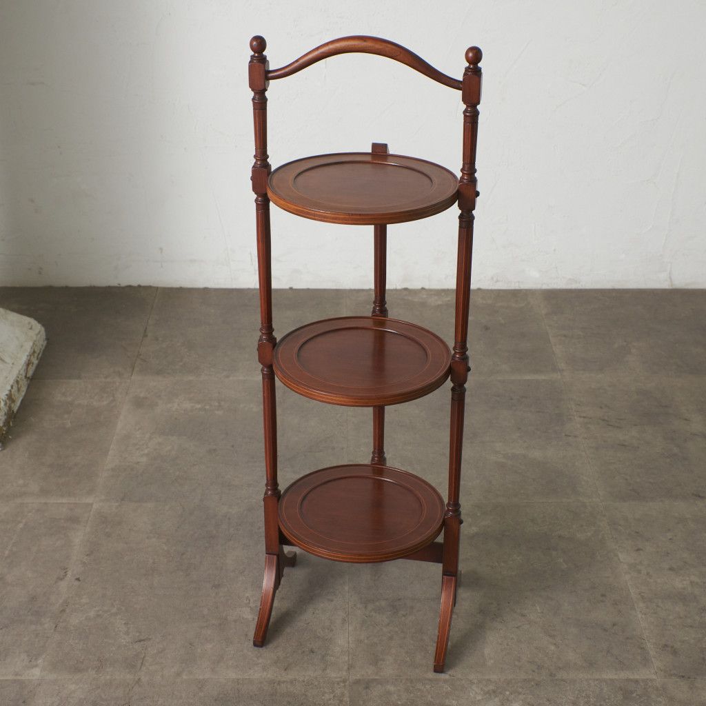 英国 クラシック ケーキスタンド マホガニー 折畳み式 サイドテーブル