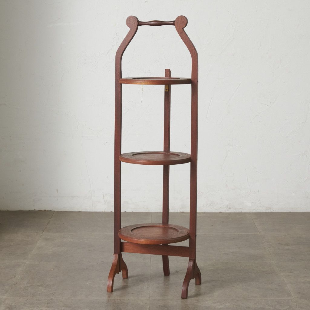 英国 クラシック ケーキスタンド マホガニー 折畳み式 サイドテーブル