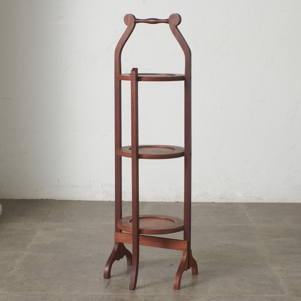 英国 クラシック ケーキスタンド マホガニー 折畳み式 サイドテーブル