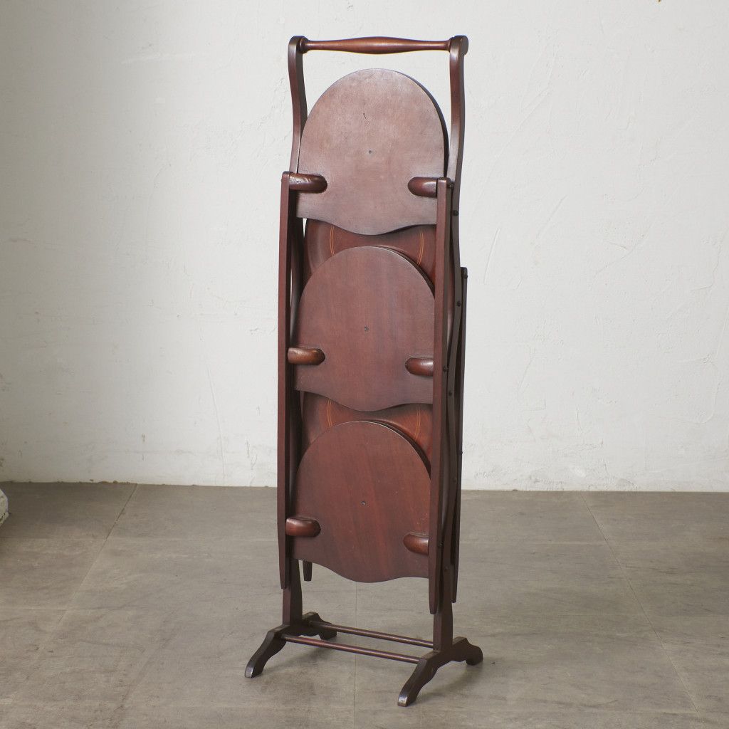 英国 クラシック ケーキスタンド マホガニー 折畳み式 サイドテーブル