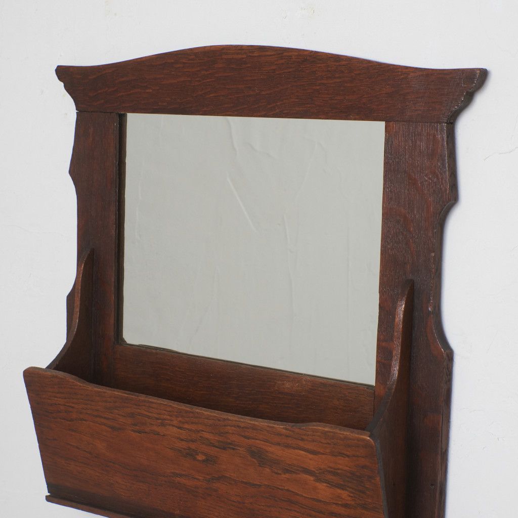 クラシック木製壁掛け鏡 英国 アンティーク オーク ウォールミラー アーツ アンド クラフツ