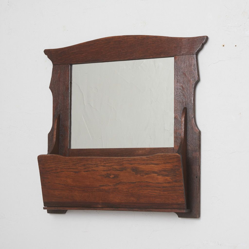 英国 アンティーク オーク ウォールミラー アーツ アンド クラフツ