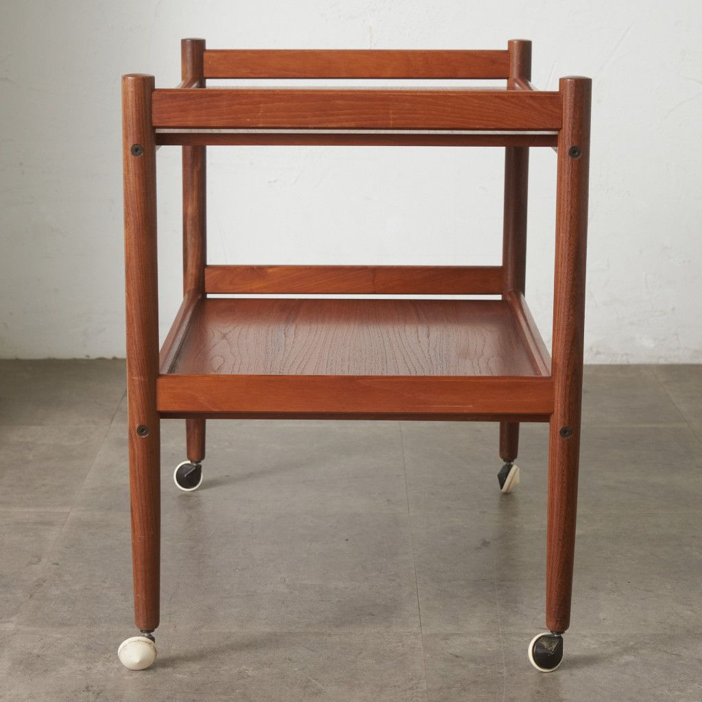 英国 ヴィンテージ トロリー ワゴン 木製 チーク 北欧 スタイル