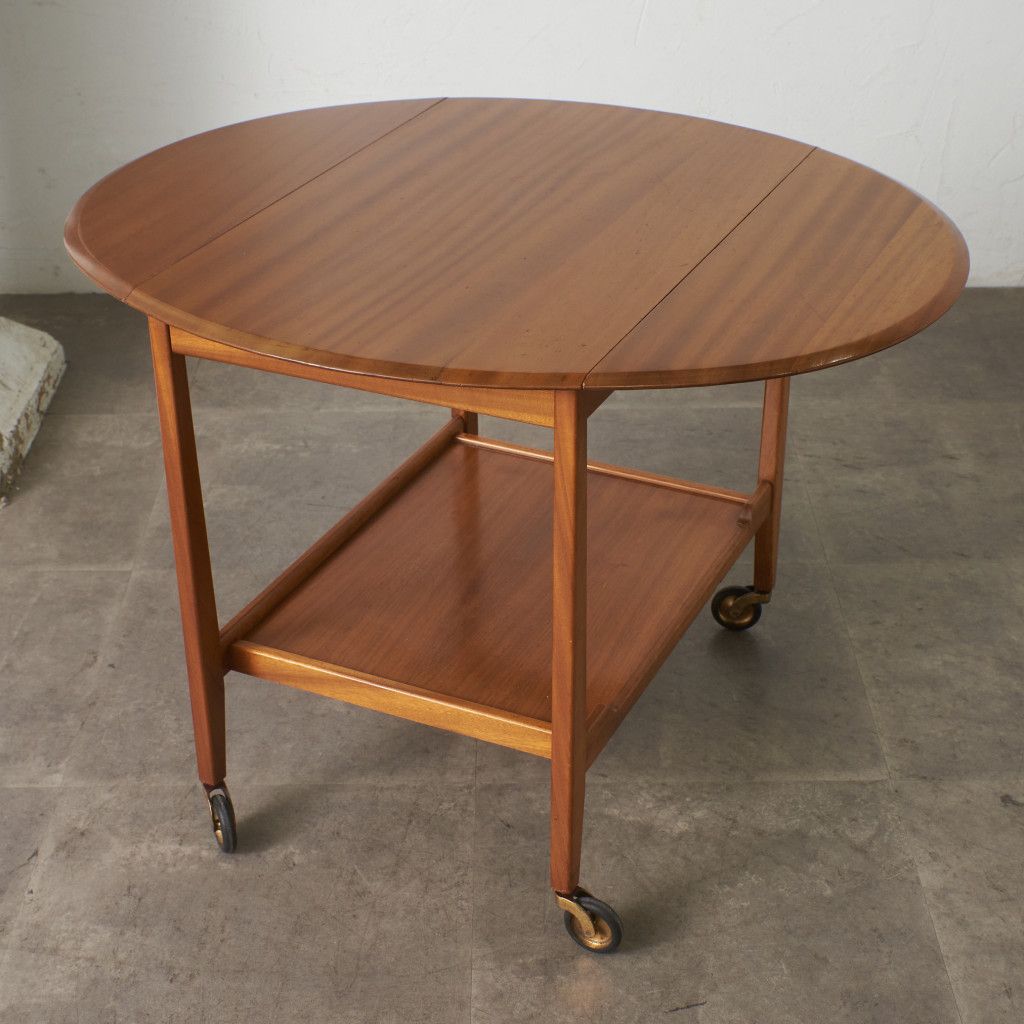 英国 ヴィンテージ トロリー ワゴン ドロップリーフ 拡張天板 オーバル