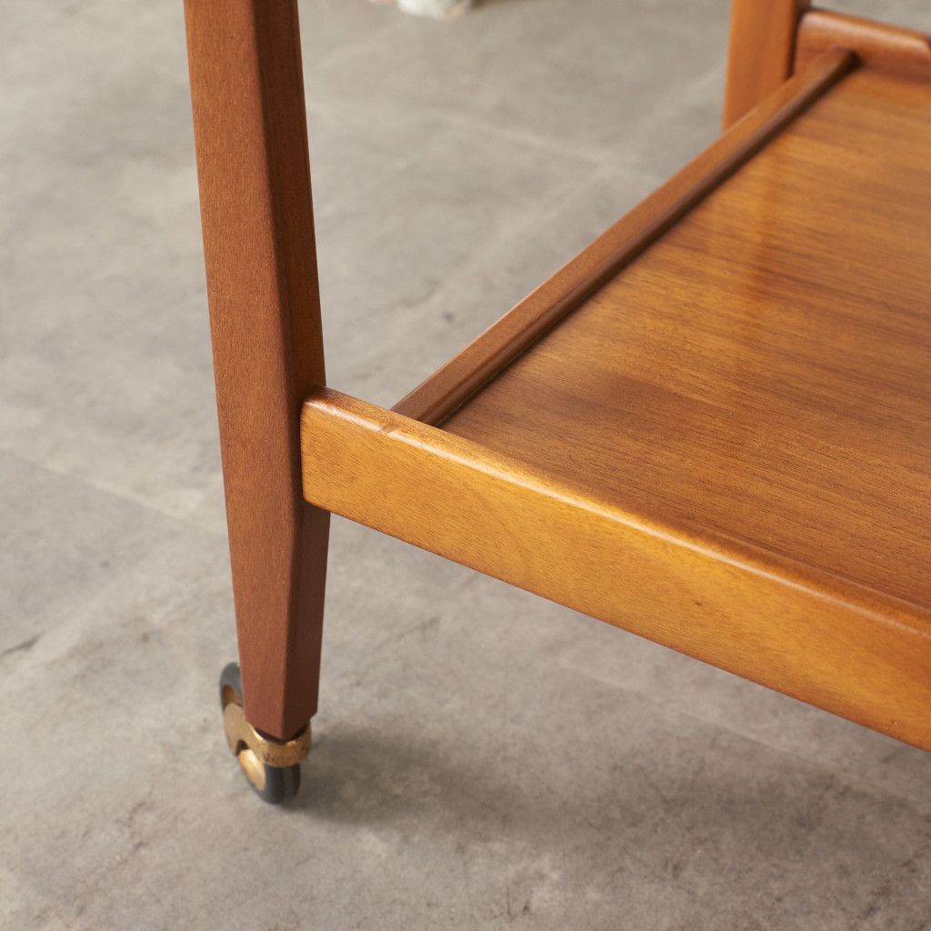 英国アンティーク木製ドロップリーフトロリーテーブル/ワゴン/収納式机