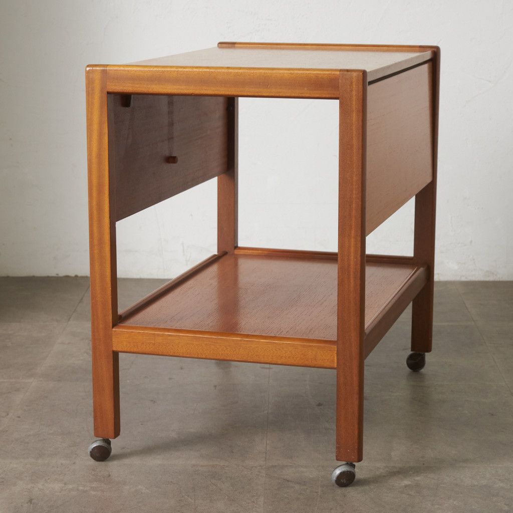 英国 ヴィンテージ トロリー ワゴン ドロップリーフ 拡張 天板 チーク