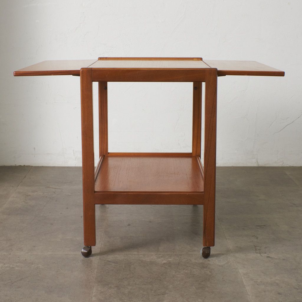 英国 ヴィンテージ トロリー ワゴン ドロップリーフ 拡張 天板 チーク