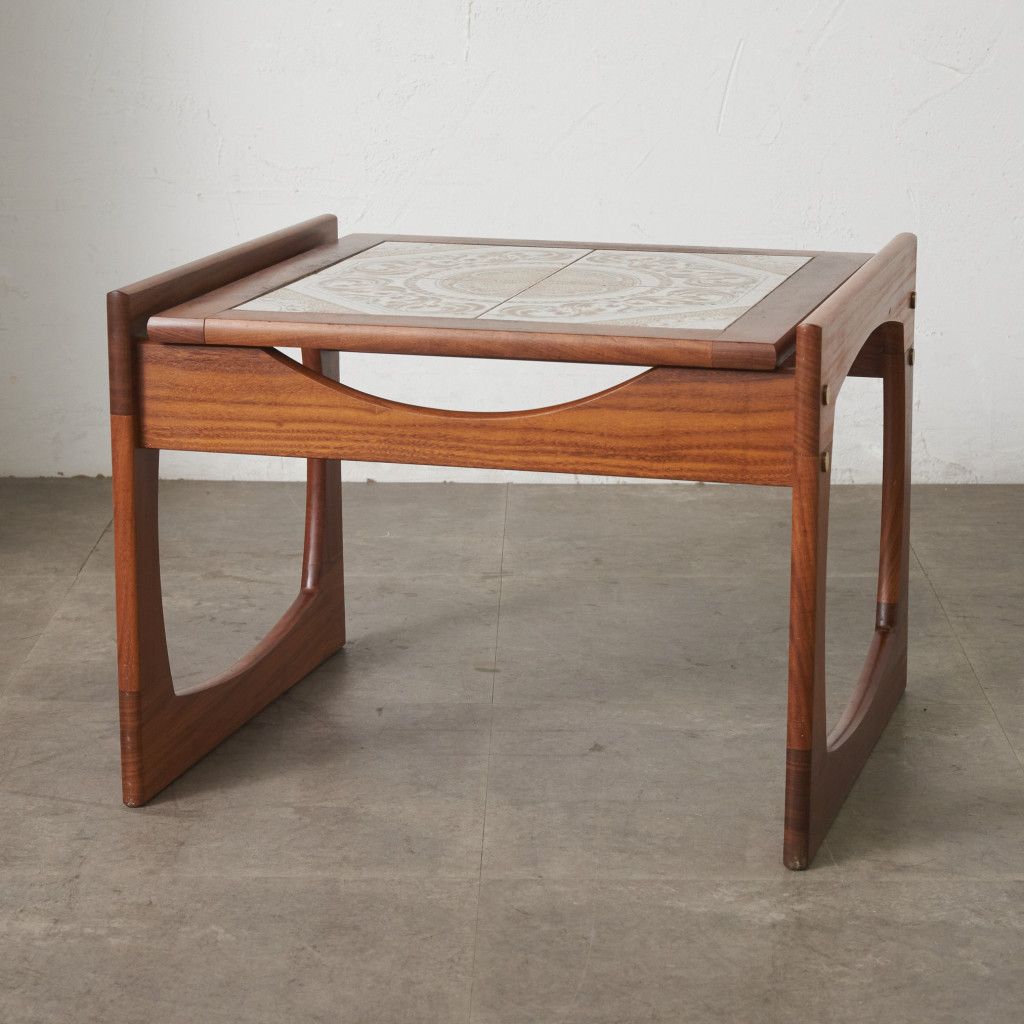 英国 ヴィンテージ タイルトップ コーヒーテーブル 木製 ミッド