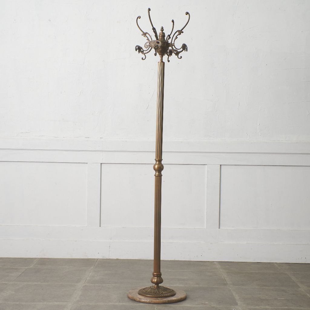 ヨーロピアン クラシック スタイル ポールハンガー 大理石 真鍮 帽子