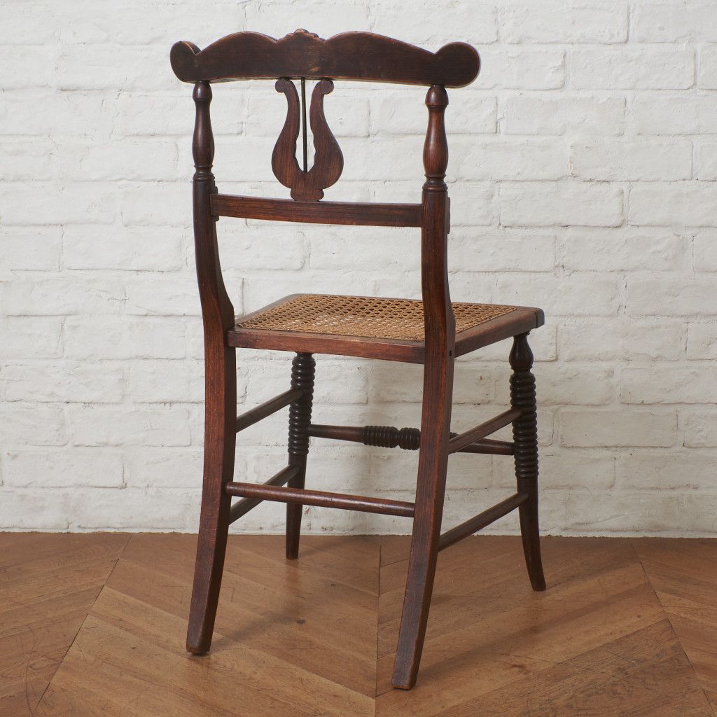 英国アンティーク　ゴシック様式木製チェア　椅子 ラタン籐張り　西洋　イギリス 英国 アンティーク ダイニングチェア 籐張り リージェンシー 様式 木製