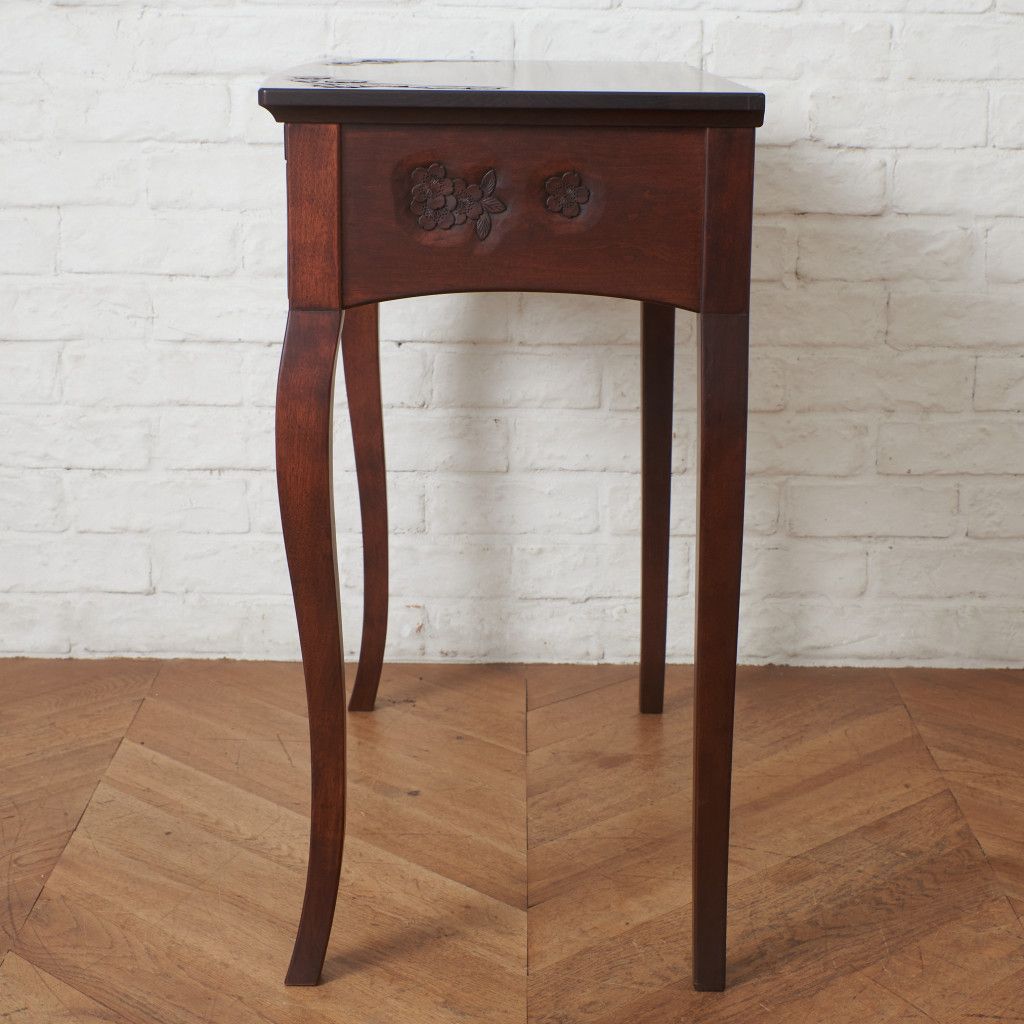 伝統工芸 軽井沢彫り デスク 桜 サクラ 木彫刻 書斎 机 無垢材