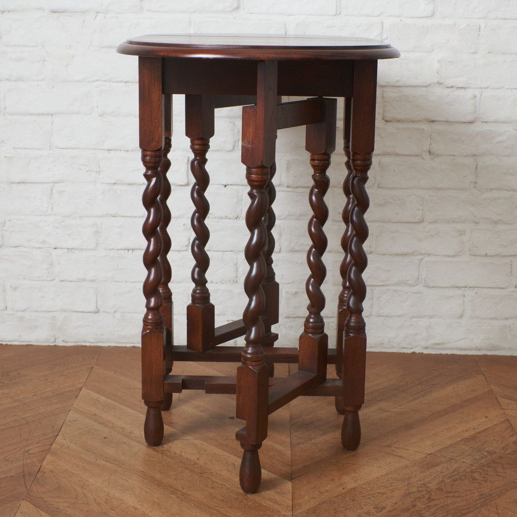 英国 アンティーク ゲートレッグテーブル 拡張 バーリーシュガー