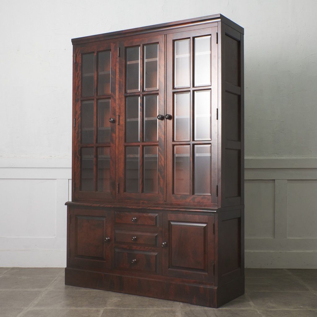 北海道民芸家具 本箱 #118 書棚 3面扉 本棚 カップボード 飾り棚 食器