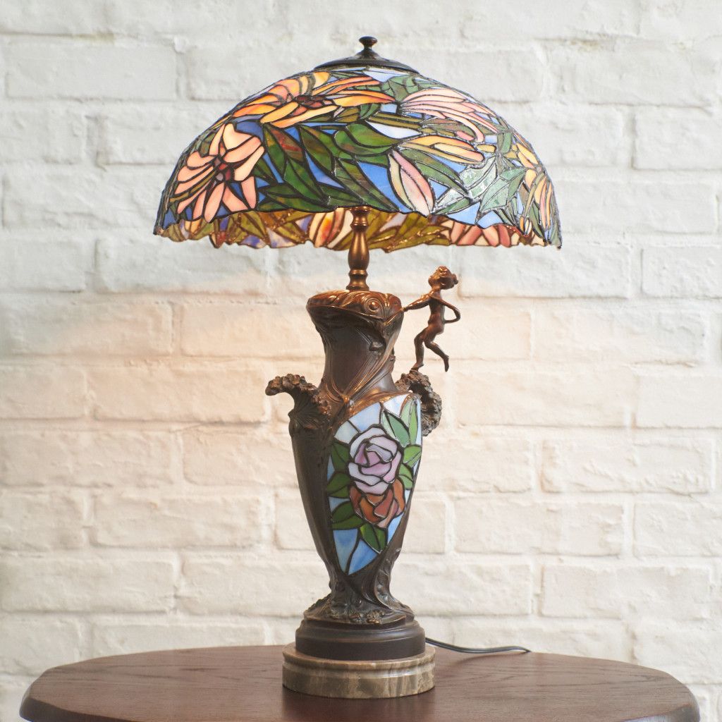 ステンドグラス ティファニーランプ 花模様 テーブルランプ アール