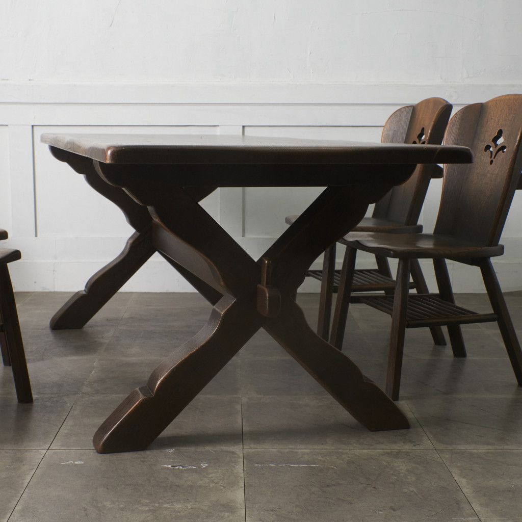 飛騨産業 キツツキ PROVINCIAL タバーンテーブル Xフレーム 無垢材