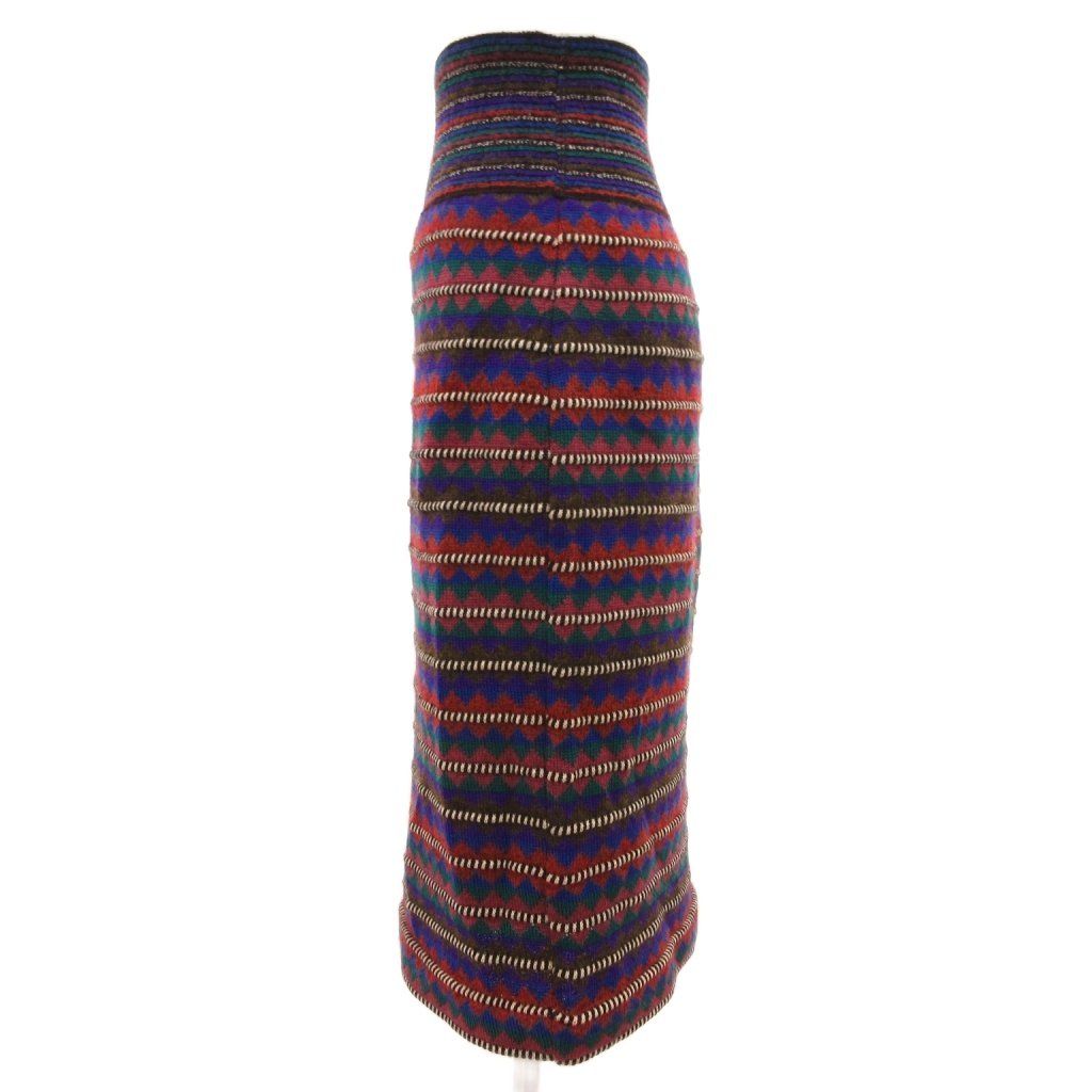 MISSONI ニット巻スカート マルチカラー 波柄 ウエスト紐 MISSONI