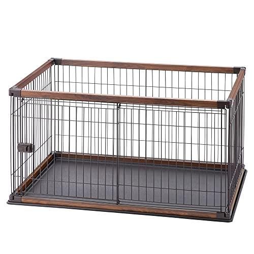 アイリスオーヤマ 犬 サークル ウッディサークル ウォールナット 中型犬用 幅約120×奥行約80×高さ約71cm PWSR-1280V