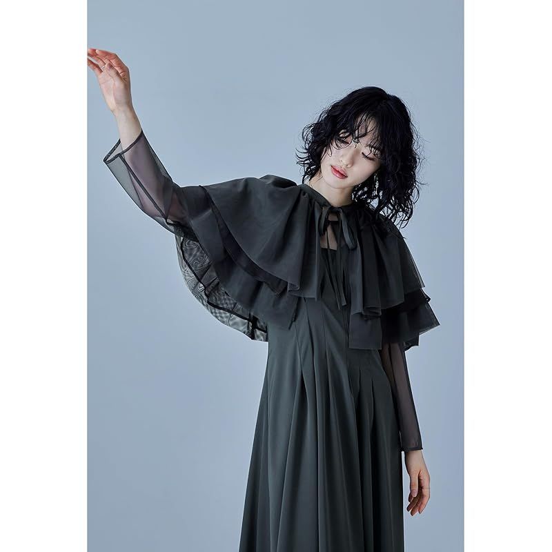 niana] 3pieceマルチフリルドレス パーティードレス 結婚式 ケープ