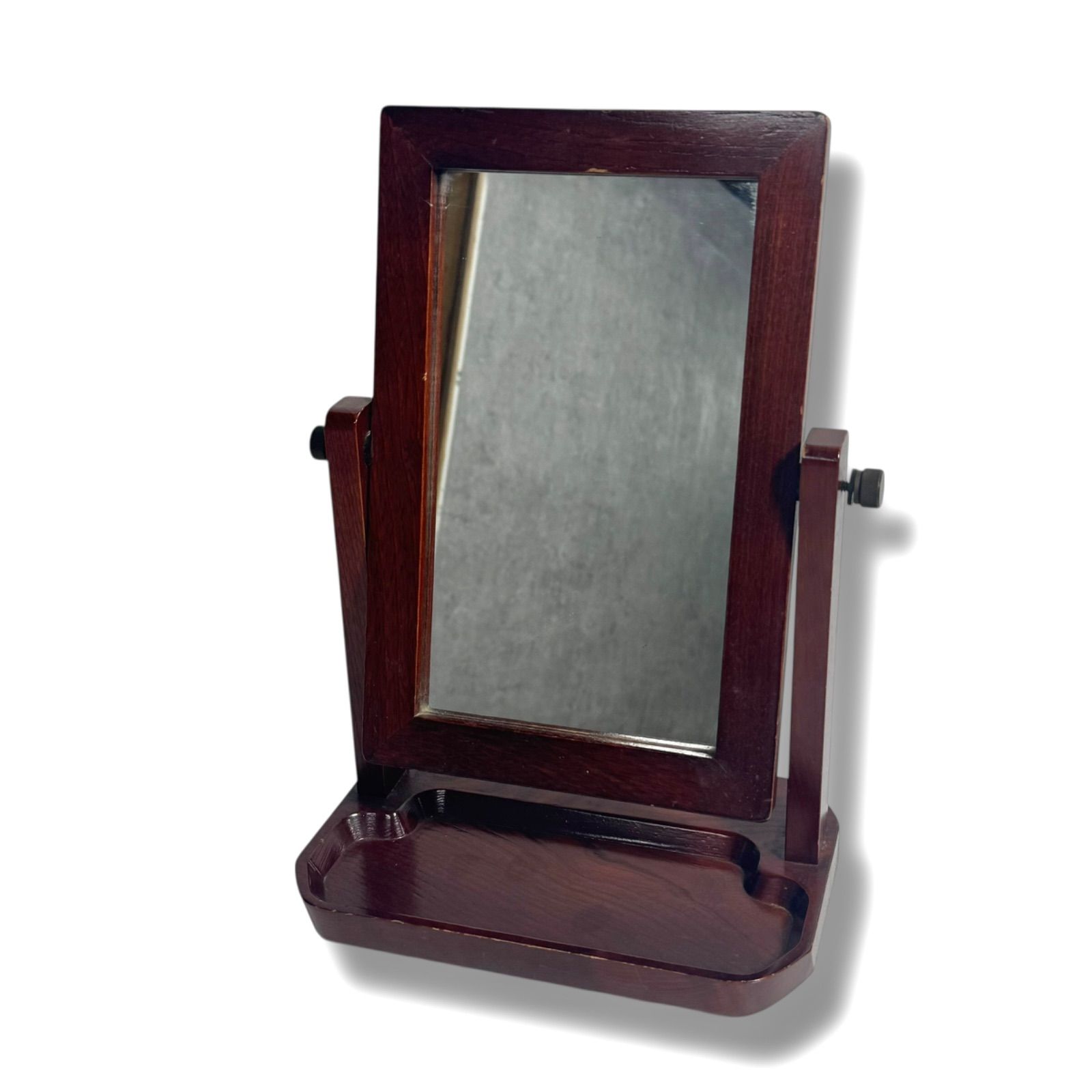 美品無・垢材】 欅 けやき スタンドミラー 全身鏡 姿見 天然木 木製 茶