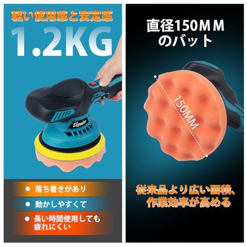  迅速に発送 ポリッシャー 車 電動ポリッシャー バフ 150 mm マキタ バッテリー対応 6段変速 ダブルアクションポリッシャー 充電式 5000回転|分 偏心構造 車磨き 研磨器 傷消し 艶出し 家庭用 小型 c 18223 a 1 その他 キッチン 食器