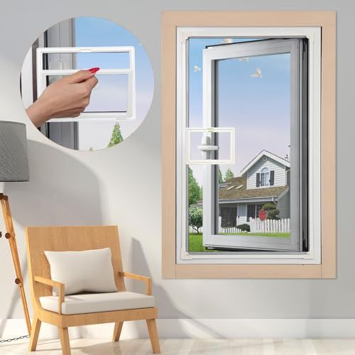 迅速に発送 小窓付きDIYマグネット網戸 サイズは裁断小 白枠 灰ネット145 X 89 cm 2 a 1 b 5 c 17