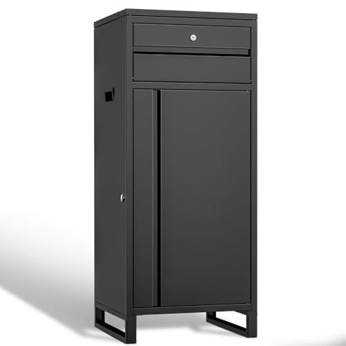 迅速に発送 複数投函 |135Ｌ大容量|ポスト一体型 LEEKEY 宅配ボックス 宅配BOX 組立不要 両開扉 ポスト付き 郵便受け 置き配 防水 屋外 盗難防止 簡単設置 大型 戸建て用 印鑑ホルダー|案内マグネットシート|ワイヤー c 9 eccbb 7