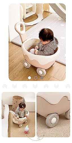  迅速に発送 クリームのワゴン おもちゃ箱 ボックス 手押し車 赤ちゃん キッズワゴン ベビーウォーカー ワゴントイ おもちゃ収納 つかまり立ち おしゃれ かわいい 1497 bfea その他 キッチン 食器