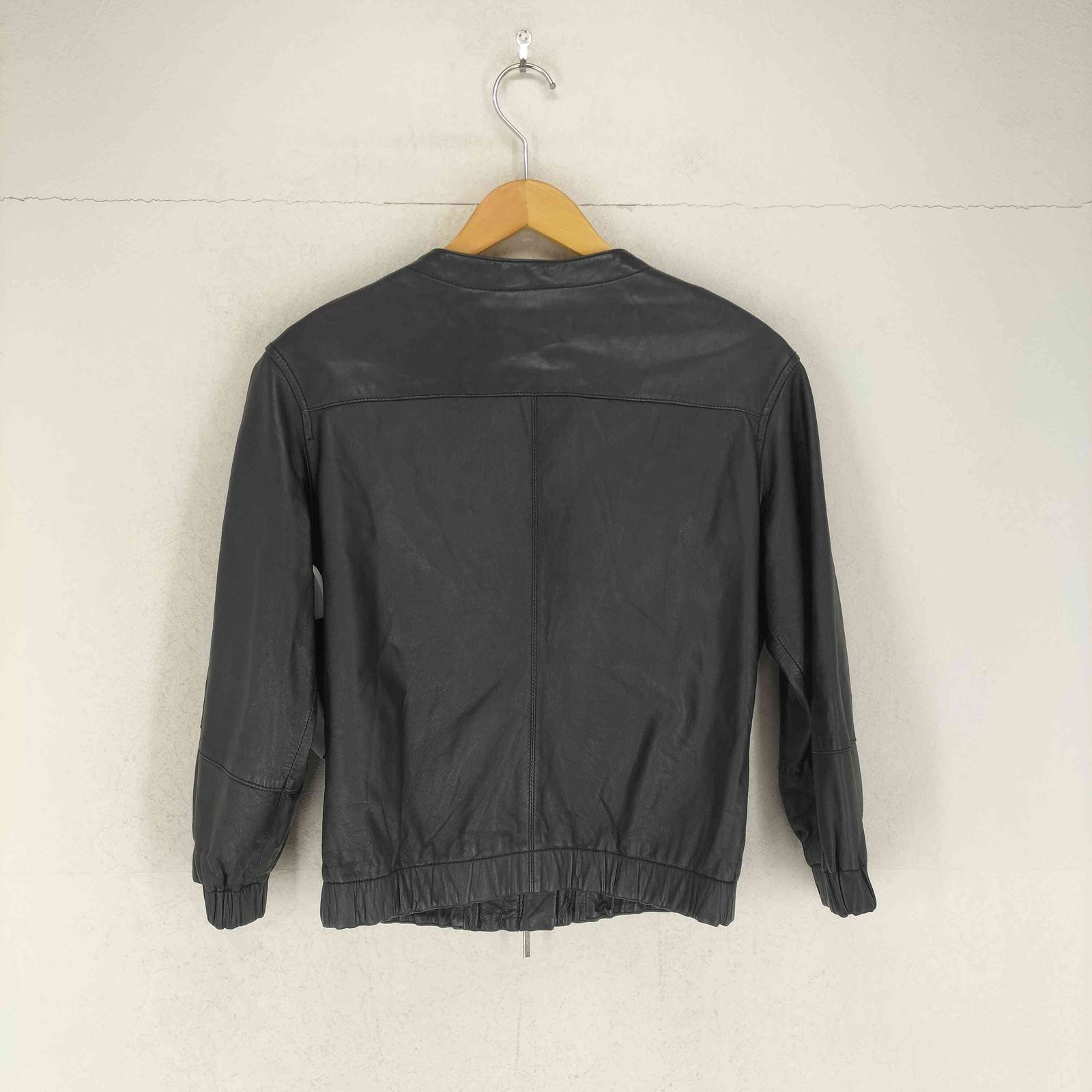 ヴィンス VINCE lamb leather ラムレザー比翼ノーカラージャケット