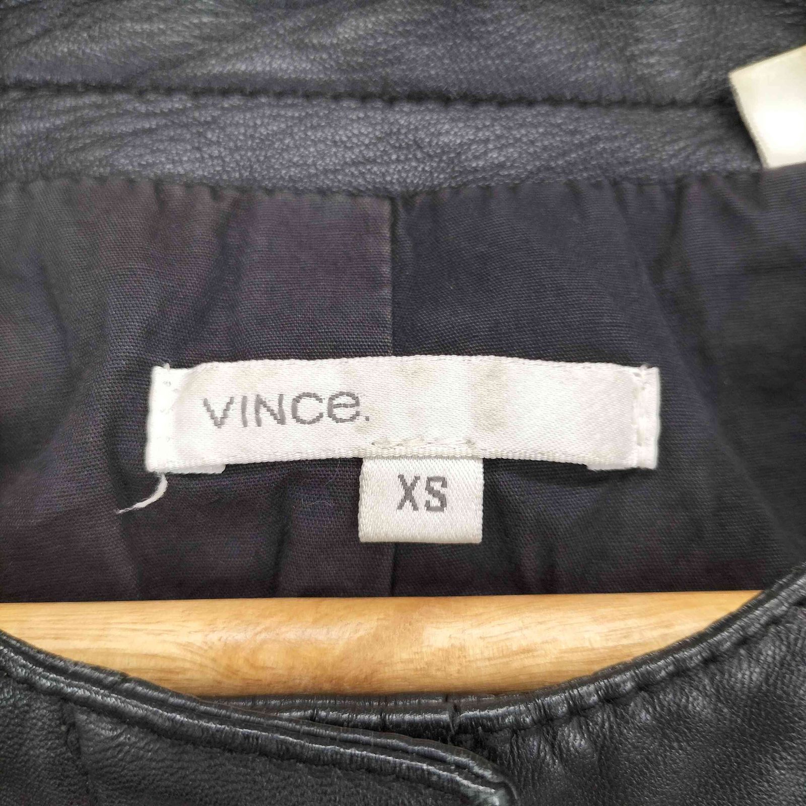 ヴィンス VINCE lamb leather ラムレザー比翼ノーカラージャケット