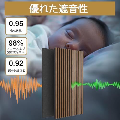 迅速に発送 ChicCarry 吸音パネル ウッドパネル きゅうおんパネル 壁 ウォールパネル 木製 .5 cm| 吸音材 防音パネル 賃貸 騒音対策 オフィス アパート マンション 一戸建て オーク f 3 d 48 c 5