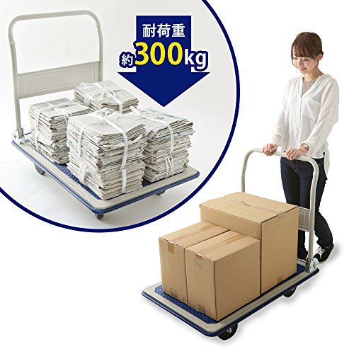 迅速に発送 アイリスプラザ 台車 折りたたみ ブルー 耐荷重 300? コンパクト 軽量 静音 キャスター付き 一度でたくさん運べる スチール製 SLD-H 001 BL 1 f 530 6 c
