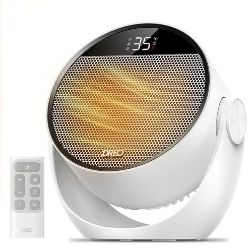 迅速に発送 DREO ドレオ セラミック ヒーター 2秒速暖 大風量 1200 W 15 5畳 電気ファンスヒーター 小型 温風機 ECO 40 節電 8つ安全機能 静音34 dB 60°角度調整 3段階の加熱と3段階の送風 温度自動調 864261 ae
