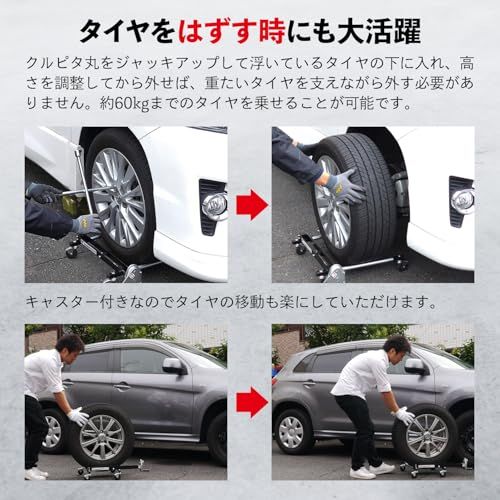 ハンドルで高さ調整-乗せたままでタイヤが回転 ボルト取付け