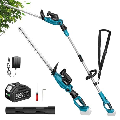 迅速に発送 2025新型 SEESII ヘッジトリマー 充電式 ポールヘッジトリマー 1台2役 たかえだ 充電式剪定トリマー 510 mmのトリマー刈幅着脱伸縮式 210-260 cm長さ無段階調節と0°?135°ヘッジ角度調節 4000 mA 619 e 4450