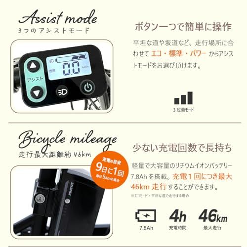  迅速に発送 PROVROS プロブロス 電動アシスト自転車 20インチ 折りたたみ シマノ6段変速 リチウムイオンバッテリー7.8 Ah 前輪駆動 最大46 km走行 型式認定 公道 1年 P-206 E 4973 f 753 その他 キッチン 食器