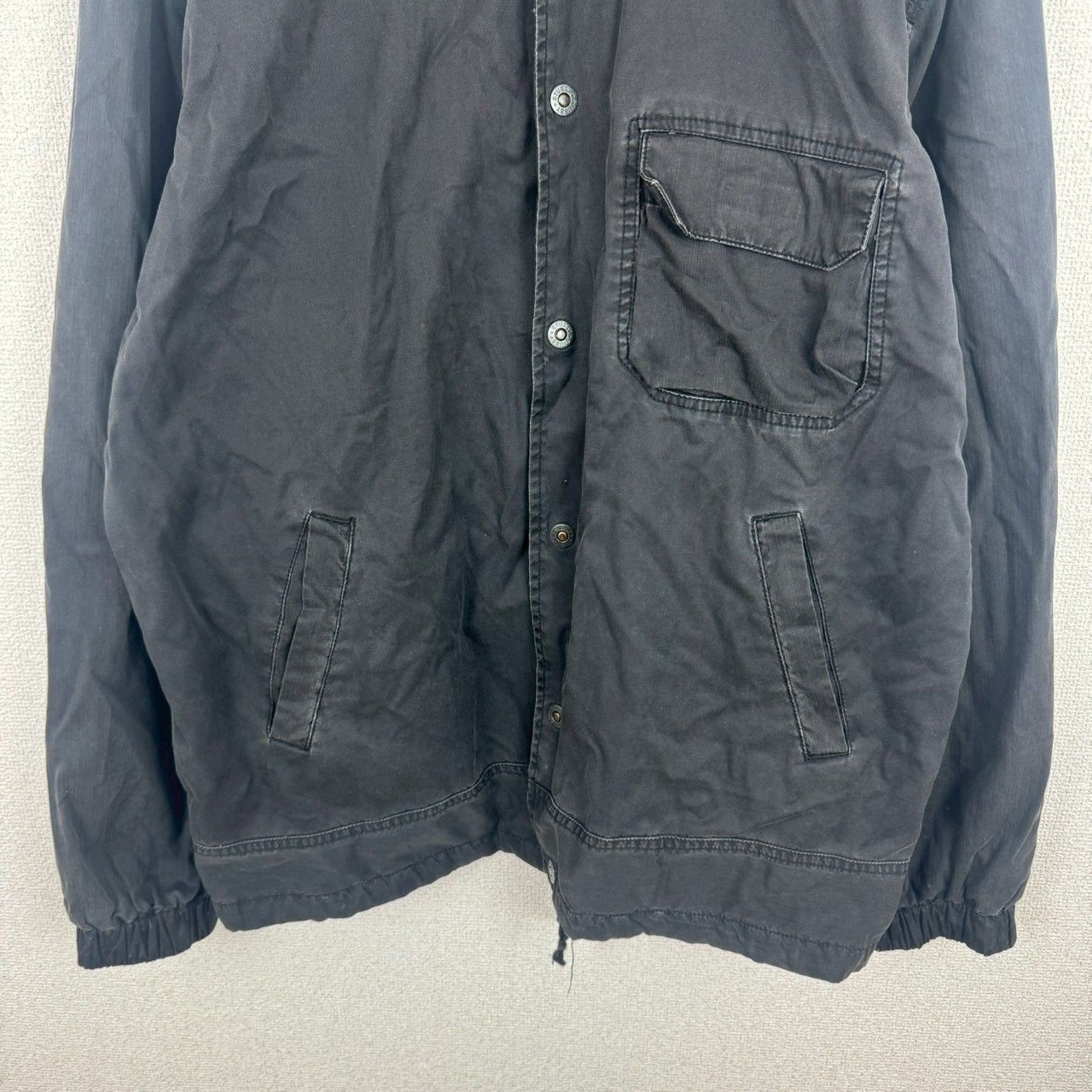 00s STUSSY ステューシー コットンジャケット 無地 ブラック XLサイズ 