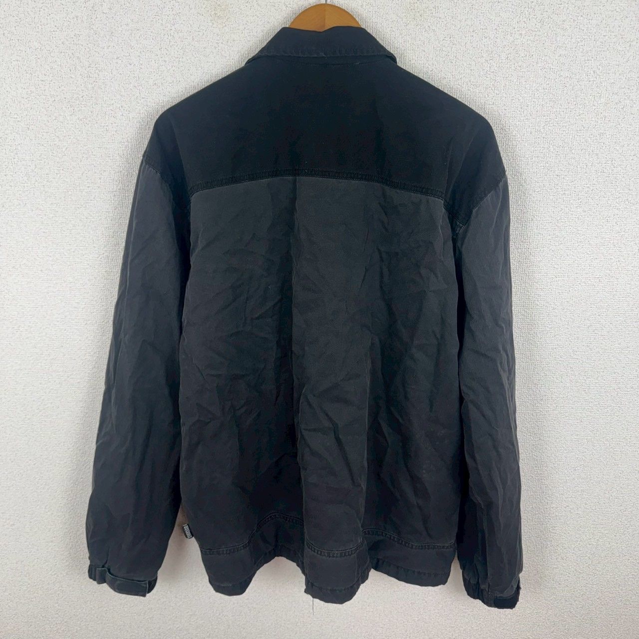 00s STUSSY ステューシー コットンジャケット 無地 ブラック XLサイズ 