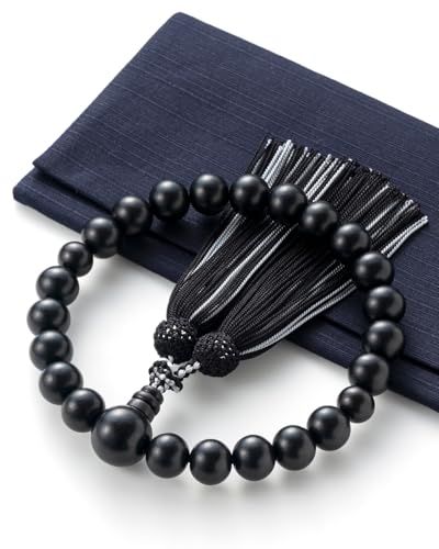 福正堂 数珠 念珠 男性用 葬祭プロ監修 京都伝統工芸品 葬儀 葬式 じゅじゅ 略式数珠 男性 黒銀 a 8 aa 8965